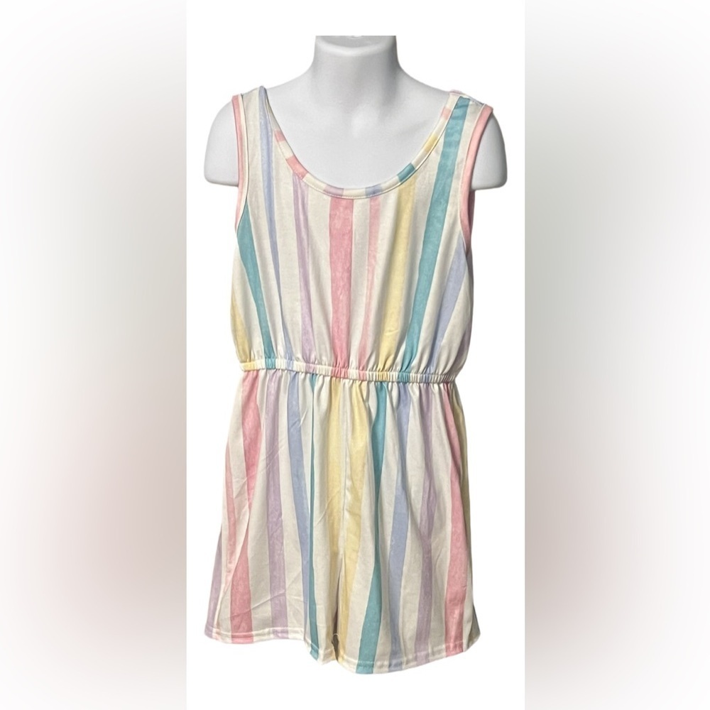 Colorful Pastel Striped Sleeveless Romper